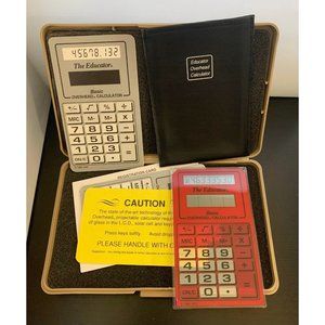 The Educator Basic Overhead Glass Calculator in Calculator Keeper Case Solar Red